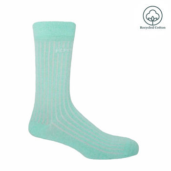 Recycled Ribbed Light Blue And Blue Men's Socks, 3 of 5