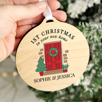 Personalised New Home Round Wooden Decoration, 4 of 4