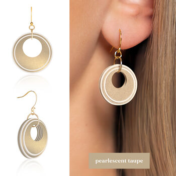 Sustainable Circular Earrings • Gold Plated Sterling Silver Hooks • Available In Five Colours, 2 of 8