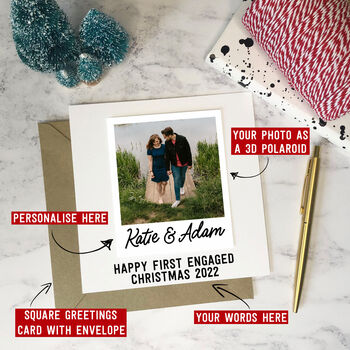 First Engaged Christmas 3D Photo Card, 2 of 4