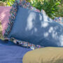 Blue Linen Frilled Cushion, thumbnail 1 of 2