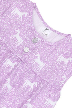 Girls Magical Unicorn Cotton Short Pyjama Set Pink Purple, 4 of 7