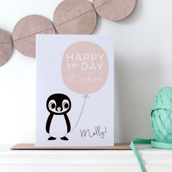 Personalised First Day At School Card Penguin, 2 of 4