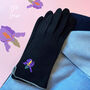 Embroidered Birth Flower Merino Wool Touch Screen Gloves, thumbnail 4 of 12