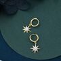 Starburst Huggie Hoop Earrings In Sterling Silver, thumbnail 5 of 12