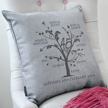 Personalised Sapphire Anniversary Family Tree Cushion, 4 of 4