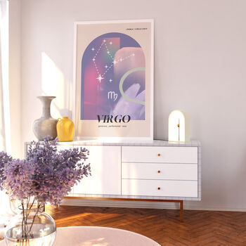Virgo Birthday Gift Zodiac Art Print With Gold Foil, 5 of 6