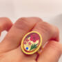 Cocktail Ring With Red Flowers In Gold Or Silver, thumbnail 6 of 10