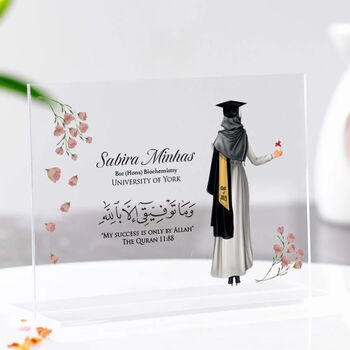 Personalised Muslim Graduation Gift With Pink Flowers, 4 of 9