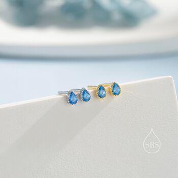 Tiny Droplet Cz Stud Earrings In Sterling Silver, 4 of 12