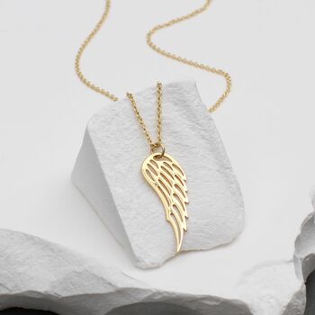 9ct Yellow Gold Angel Wing Necklace, 2 of 3