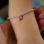 Sterling Silver Pink Heart Ball Bead Bracelet, thumbnail 2 of 9