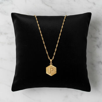 Textured Initial Coin Necklace With Rope Chain, 2 of 11
