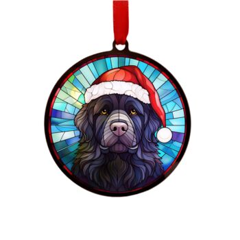 Newfoundland In Santa Hat Suncatcher Decoration, 5 of 6