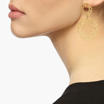 Gold Plated Double Drop Brilliant Diamond Earrings, 2 of 3