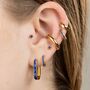 Oval Baguette Hoop Earrings With Blue Stones, thumbnail 1 of 7
