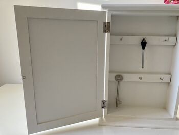 White Wooden Key Box Cabinet Wall Mounted Freestanding, 10 of 11