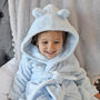 Personalised Blue Baby Dressing Gown With Ears, thumbnail 4 of 12