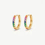 Women's Small Hoop Earrings With Colourful Stones, Rainbow Jewellery In 18k Gold, thumbnail 1 of 5