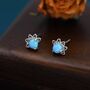 Sterling Silver Blue Opal Crown Stud Earrings, thumbnail 1 of 12