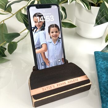 Personalised Beech Wood Phone Stand, 2 of 10