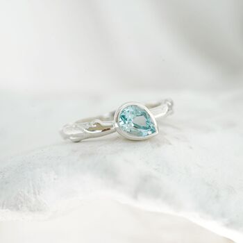 Teardrop Blue Topaz Silver Ring, 3 of 8