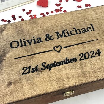 Personalised Couples Wooden Memory Box, 2 of 11