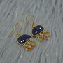 Blue Sapphire Tourmaline Silver Earrings, thumbnail 2 of 7