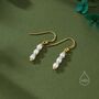 Oval Pearl Trio Drop Hook Earrings In Sterling Silver, thumbnail 5 of 11