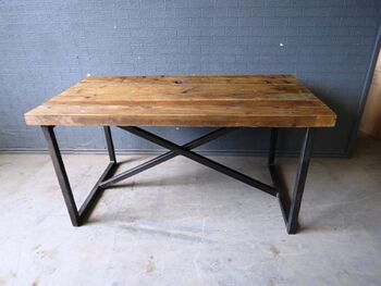 Reclaimed Industrial X Style Table, 4 of 6