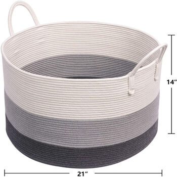 Grey Large Laundry Clothes Storage Basket With Handles, 3 of 4