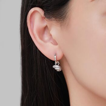 Sterling Silver Anatomical Brain And Heart Asymmetric Huggie Hoop Earrings, 8 of 12