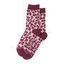 Leopard Print Bamboo Ankle Socks Women's Pink Plum, thumbnail 2 of 3