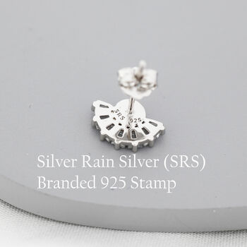 Sterling Silver Art Deco Style Opal Fan Stud Earrings, 6 of 12