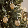 Set Of Three Gold Pinecone Baubles, thumbnail 2 of 4