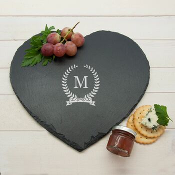 Monogrammed Wreath Slate Cheese Board, 7 of 10