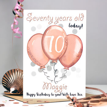 Personalised Balloons Relation 70th Birthday Card, 2 of 9