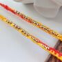 Golden Bead Slim Thread Rakhi For Raksha Bandhan, thumbnail 4 of 7