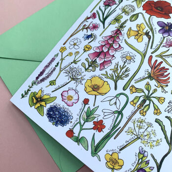 Wildflowers Of Britain Art Blank Greeting Card, 12 of 12