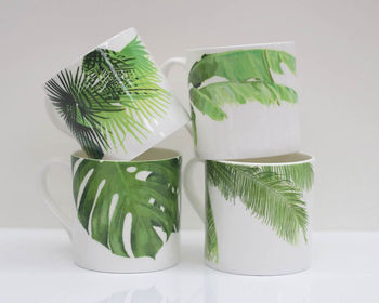 Tropical Cabbage Leaf Design Bone China Mug, 2 of 9
