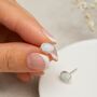 White Opal Oval Stud Earrings In Sterling Silver – 7mm, thumbnail 5 of 11