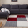 The Rugs Geometric Shaggy Rug Red Checkered Rug, thumbnail 4 of 12