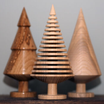 Set Of Three Handmade Wooden Christmas Tree Ornaments, 2 of 8