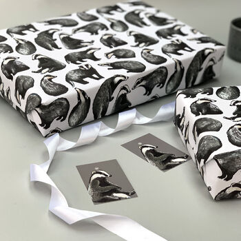 Badger Watercolour Wrapping Paper, 5 of 10