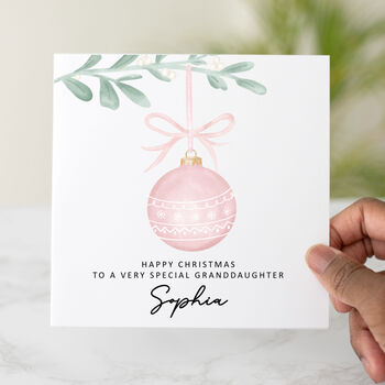 Personalised Bauble Christmas Card For Girls, 2 of 4