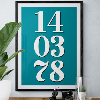 Personalised Custom Teal Special Date Wall Art, 6 of 7