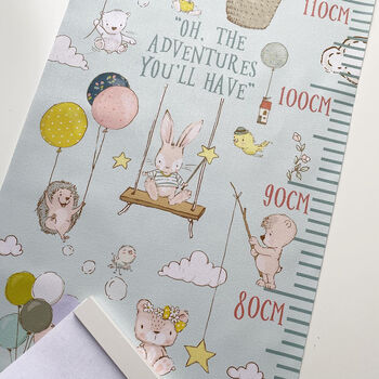 Personalised Playful Animal Adventure Height Chart, 3 of 6