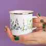 Inky Wildflower Enamel Camping Mug With Personalisation, thumbnail 2 of 12