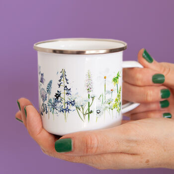Inky Wildflower Enamel Camping Mug With Personalisation, 2 of 12