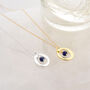Halo Birthstone Necklace Lapis September In Silver, thumbnail 1 of 6